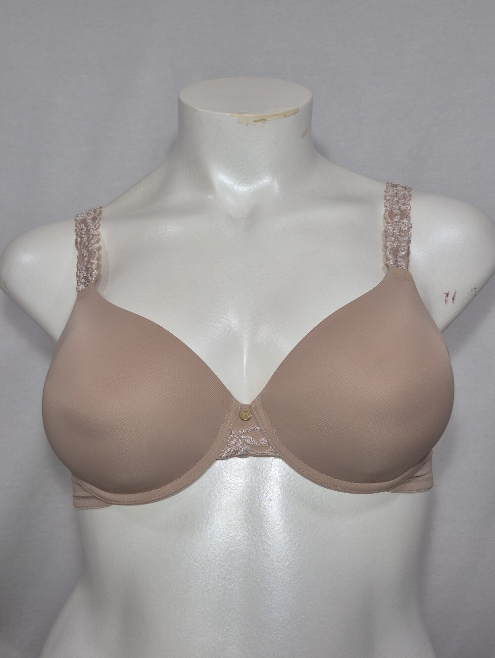 34DD Natori 736037 Body Doubles Lace Trim Full Fit T-Shirt UW Bra Beige
